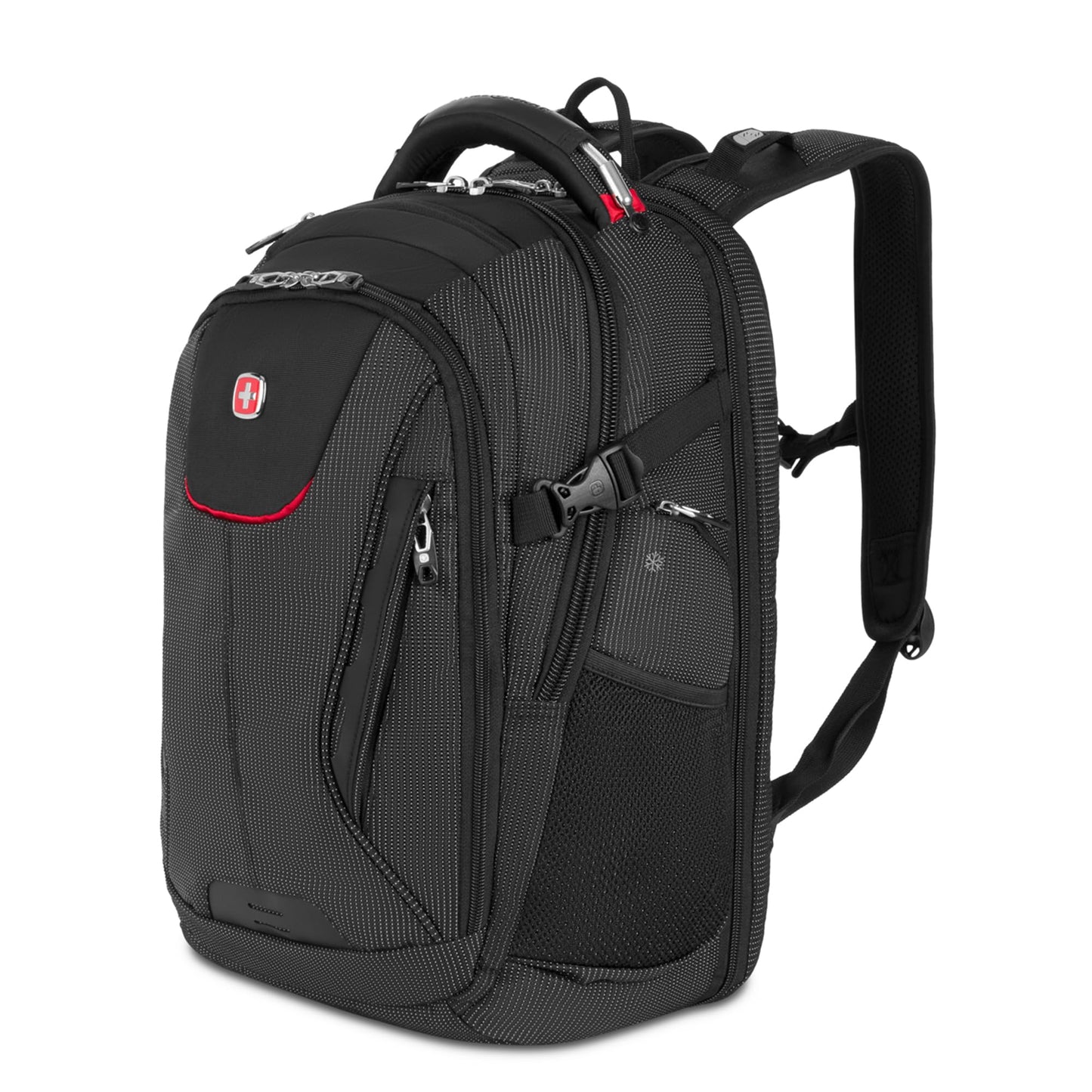 SwissGear Travel Tech Elite Laptop Backpack – Fits Laptops up to 16” – ScanSmart TSA-Friendly Backpack with USB Port, Shoe Compartment & Organizer Pockets – Black Dot
