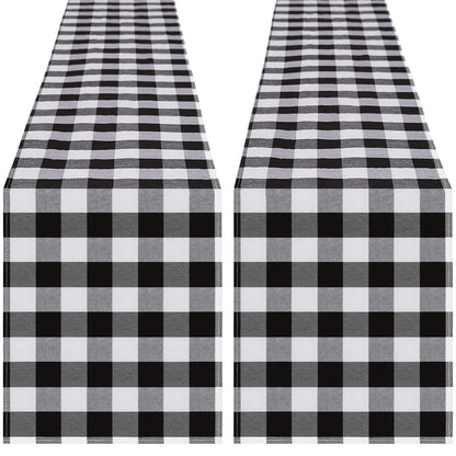 Buffalo Plaid Table Runners 2 Packs 13x84 Inches Black and White Check Table Runner Fall Thanksgiving Table Runners for Parties
