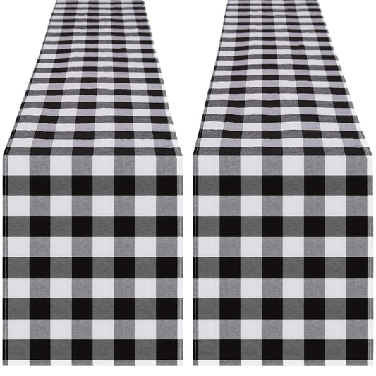 Buffalo Plaid Table Runners 2 Packs 13x84 Inches Black and White Check Table Runner Fall Thanksgiving Table Runners for Parties