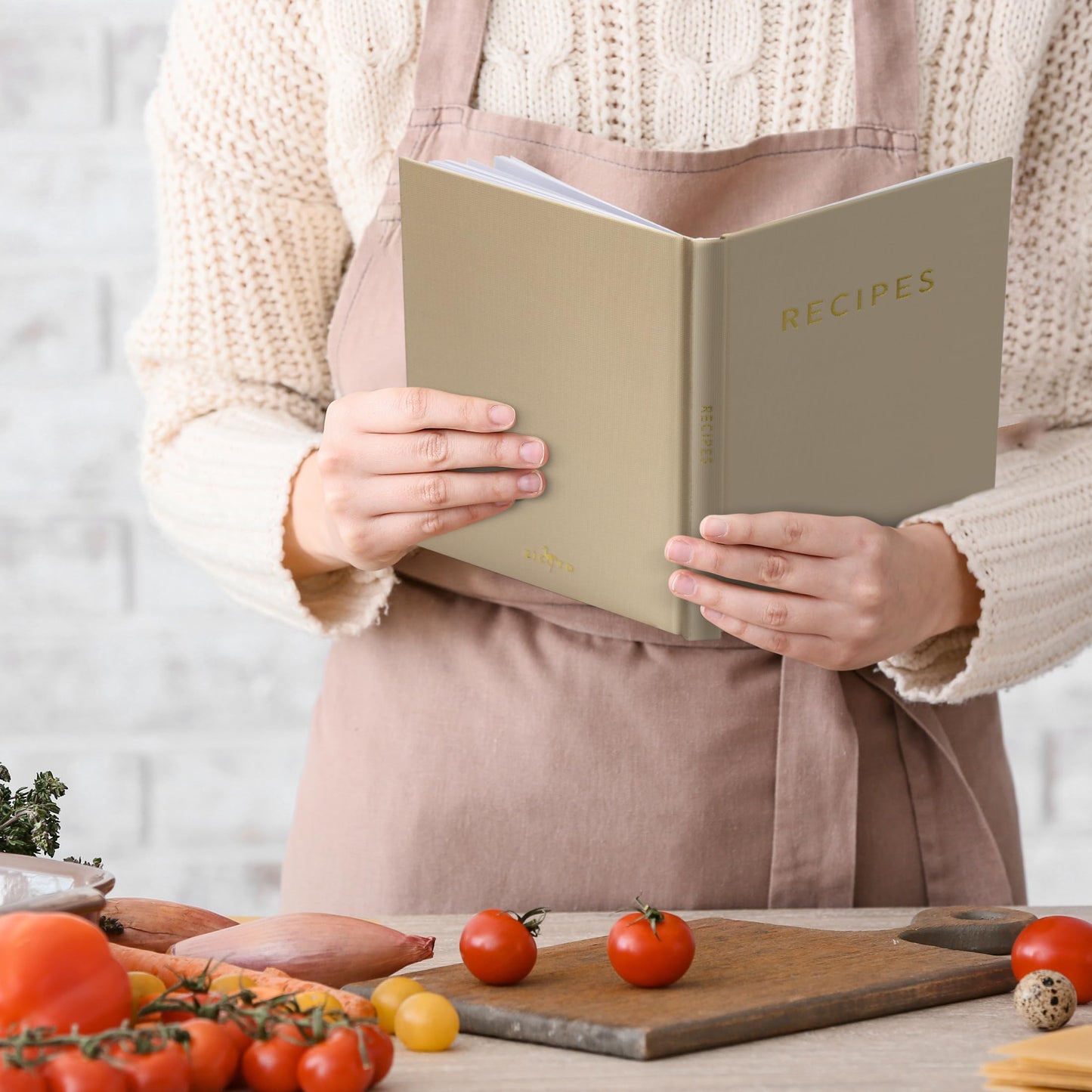 ZICOTO Aesthetic Blank Recipe Book with Waterproof Cover - The Perfect Recipe Notebook To Write In Your Own Recipes - Beautiful Blank Cookbook to Organize Your Recipes