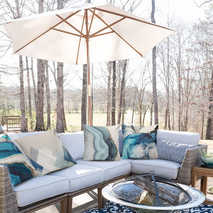 VIGVOG Outdoor Pillow Covers Waterproof 18 X 18 Inch,Decorative Blue Grey Throw Pillow Cases,Water Resistant Square Cushion Covers for Couch Sofa Patio Garden Furniture,Set of 4