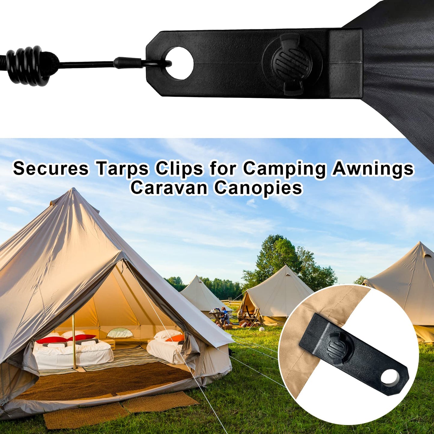 Tarp Clips Heavy Duty Lock Grip Clamps Thumb Screw Tent Clip Secures Tarps Awning Clamp Set for Camping Tarps Awnings Caravan Canopies Car Covers Swimming Pool Covers Boat Cover etc. (12)