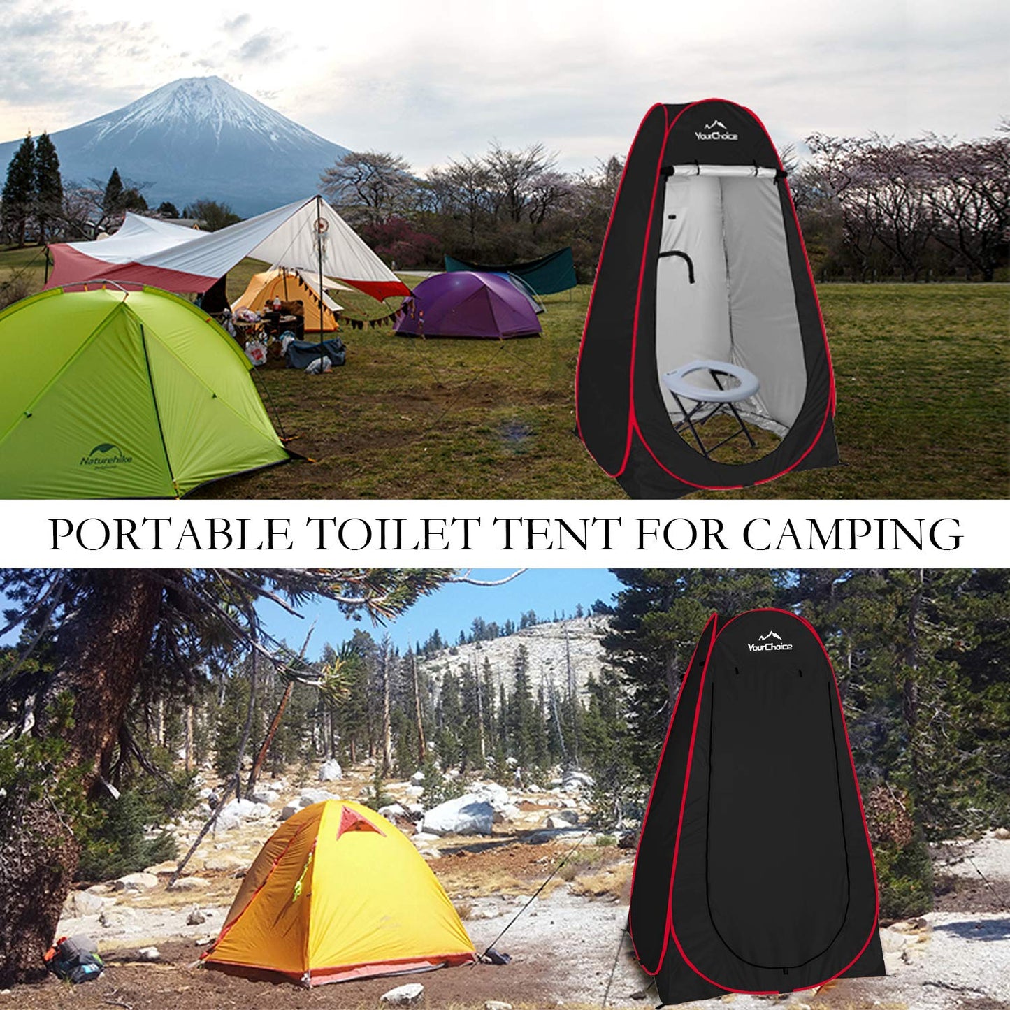 Your Choice Pop Up Privacy Shower Tent - Portable Changing Tent for Camping, Beach & Hiking - 6.2FT Lightweight with Carry Bag, Quick Setup & Full Coverage - Black
