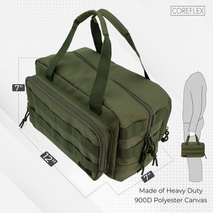 Coreflex 12-Inch Heavy Duty Tool Bag - Tactical, Gear, Range, EDC, Multi-Purpose Work Bag for Mechanics, Electricians, Carpenters, Builders, Plumbers (Olive Green)