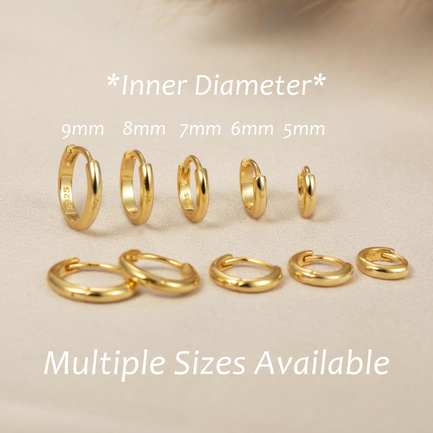 925 Sterling Silver Small Gold Hoop Earrings for Women Men,18K Gold Plated Hinge Huggie Hoop Earrings fit Cartilage, Helix, Tragus, Sung, Earlobe Lightweight Hypoallergenic Earrings (1 Pair - 6mm)