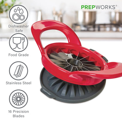 PrepWorks Dishwasher Safe Apple Slicer and Corer – 16-Slice Thin Apple Cutter with Safety Cover