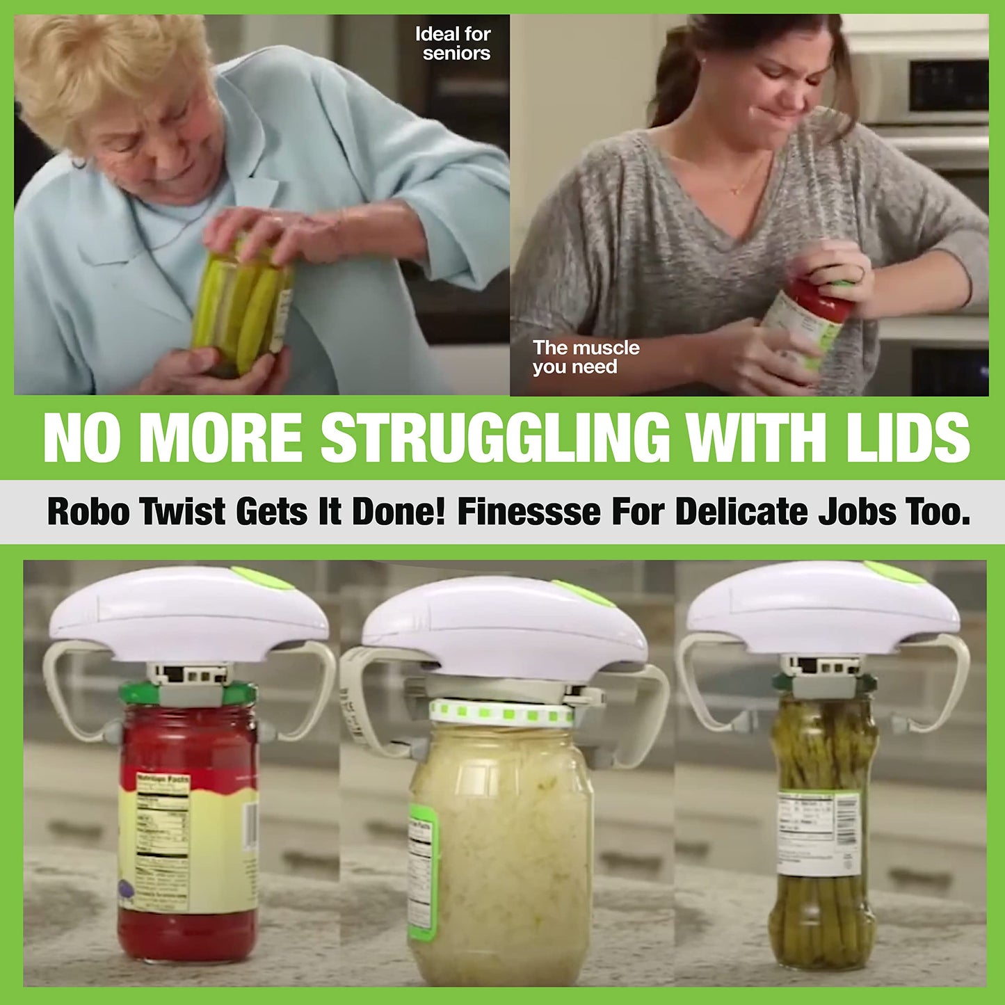 Robotwist Automatic Jar Opener, Deluxe Model with Improved Torque, Robo Twist Kitchen Gadgets for Home, Electric Handsfree Easy Jar Opener – Works on All Jar Sizes, As Seen on TV