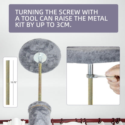 Roypet Adjustable 93"-116" Tall Cat Climbing Tree 5-Tier Kitty Activity Center Floor-to-Ceiling Climber Toy with Hanging Hammock and Scratching Posts Cat Furniture,Grey