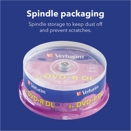 Verbatim DVD+R DL Double Layer 8.5GB 8X LifeSeries - 25pk Spindle 71122