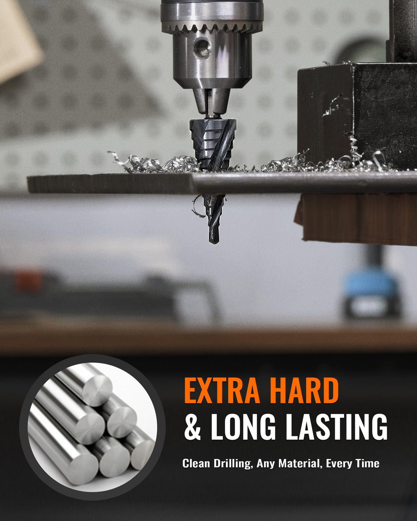 ZELCAN 12 Sizes M35 Cobalt Step Drill Bit, 3/16" to 7/8" Four Spiral Flute Step Drill Bit for Metal, Titanium-Coated HSS Step Bit with 1/4" Hex Shank for Stainless Steel Aluminum Copper Wood Plastic