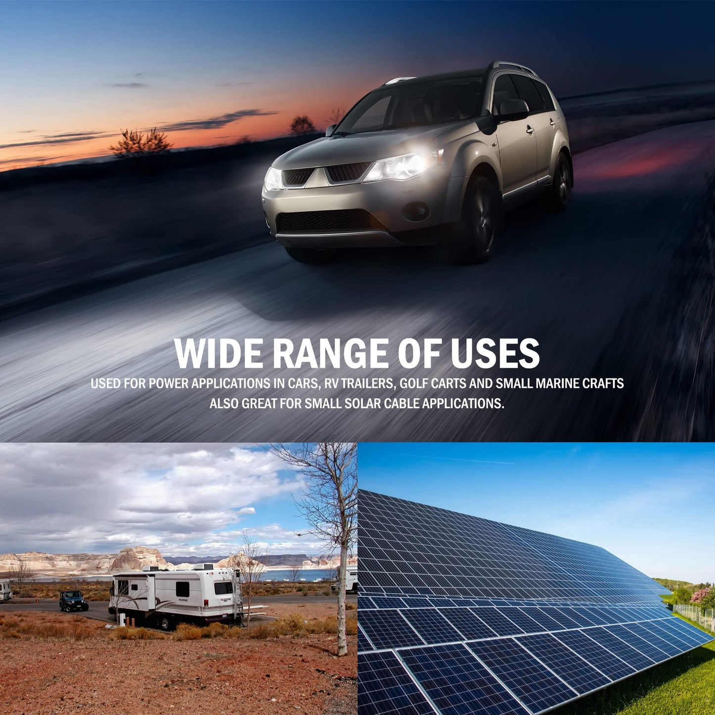 Cartman 4AWG 18-Inch Battery Inverter Cables Set, 4Gauge x 18" (1 Positive & 1 Negtive) for Car, Truck, RV, Solar