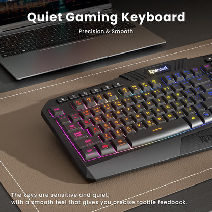 Redragon S101M-KS Gaming Keyboard and Mouse Wireless with Tri-Mode, RGB Keyboard and 4800 DPI Gaming Mouse, 10 Independent Multimedia Keys for Wins, PC, Computer, Wireless S101 Ideal for Gamer
