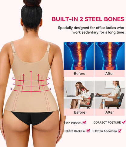 Gotoly Quick Weight Loss, Adjustable Straps Body Shaper Waist Cincher Tank Top (L Fits 27.5-30.7 Inch Waistline, Beige)