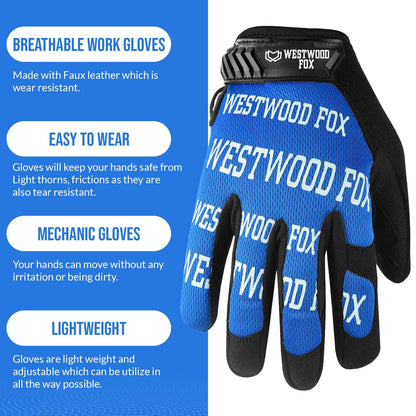 WESTWOOD FOX Gardening Working Gloves Leather Safety Thorn Proof Gloves for Mens & Women Flexible Heavy Duty Mechanic Gloves