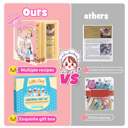 Toyze Birthday Gifts for 3-8 Year Old Girls Cute Stuff Apron for Girls Kids Cooking Sets Toddler Toys Kids Chef Hat and Apron Easter Christmas Stocking Stuffers White-with Cookbook