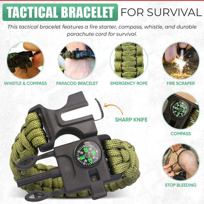 Survival Kit Emergency Supplies -67 Pcs, 14-in-1 Survival Gear: First Aid, Compass, Flashlight, Bracelet, plier, Saw & More for Outdoor Camping, Hiking & Survival. Gift for Men Boyfriends Boys Dads