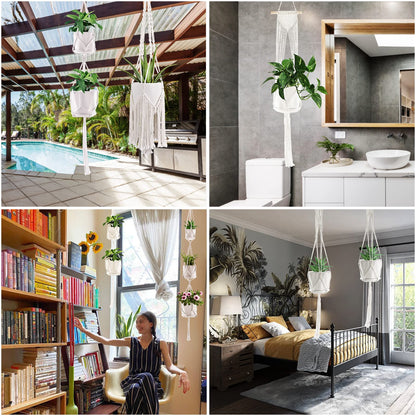 SFENNGPET Macrame Plant Hangers, 6Pack Hanging Planters for Indoor Plants w/ 6 Set Hangers Kit Handmade Macromay Plant Hangers Indoor Flower Pots Holder Stand for Boho Home Décor (POTS NOT Included)