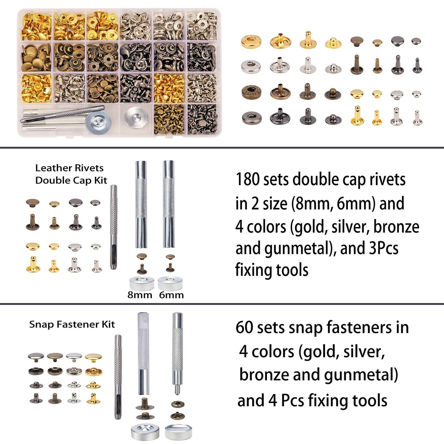 Dorhui Leather Craft Tools Kit, Leather Working Tools and Supplies Leather Craft Stamping Tool Waxed Thread Groover Awl Stitching Punch Hole for Leather Artworks