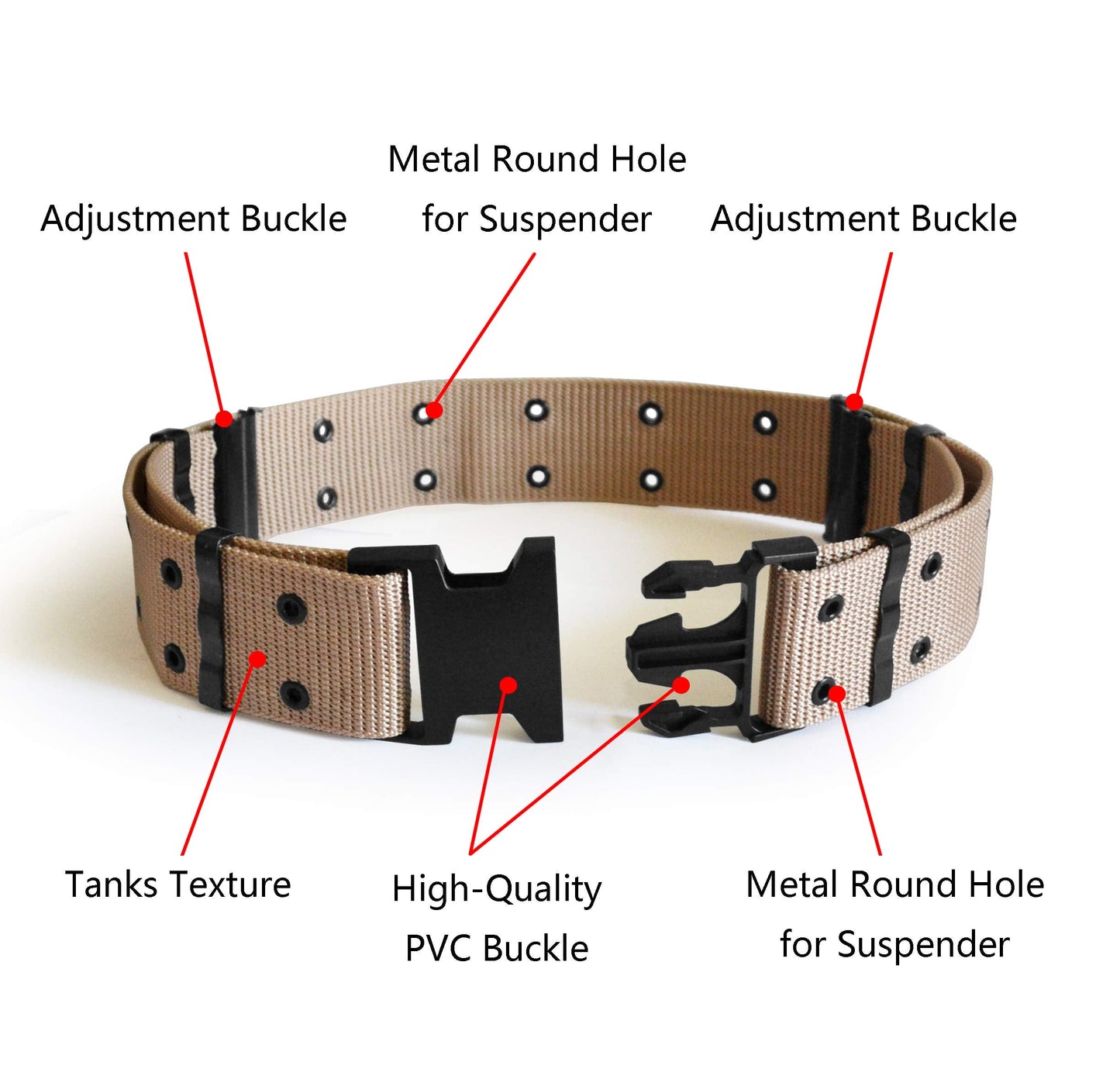 UltraKey Tactical Belt, Adjustable Security Military Heavy Duty Rescue Belt for Outdoor Sports and Hunting Khaki