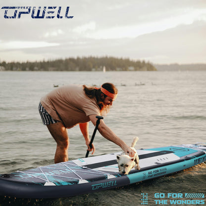 UPWELL 11'6"×35" Extra Wide Inflatable Paddle Board, Stand Up Paddle Board, Sup Paddle Boards for Adults, Atlantic