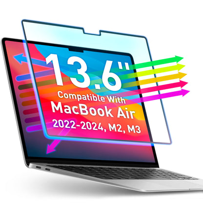 VINTEZ Magnetic Blue Light Screen Protector Compatible With MacBook Air 13.6" 2022, 2023, 2024, M2, M3 Anti Blue Light Blocking Filter for Laptop