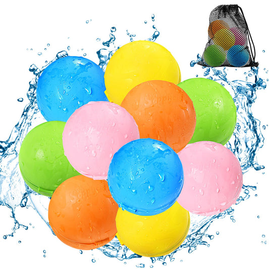 SOPPYCID Magnetic Reusable Water Balloons for Kids, Refillable Water Balls Quick Fill for Pool, Outdoor Games for Beach, Summer Toys for Kids 4-10 (10Pack)