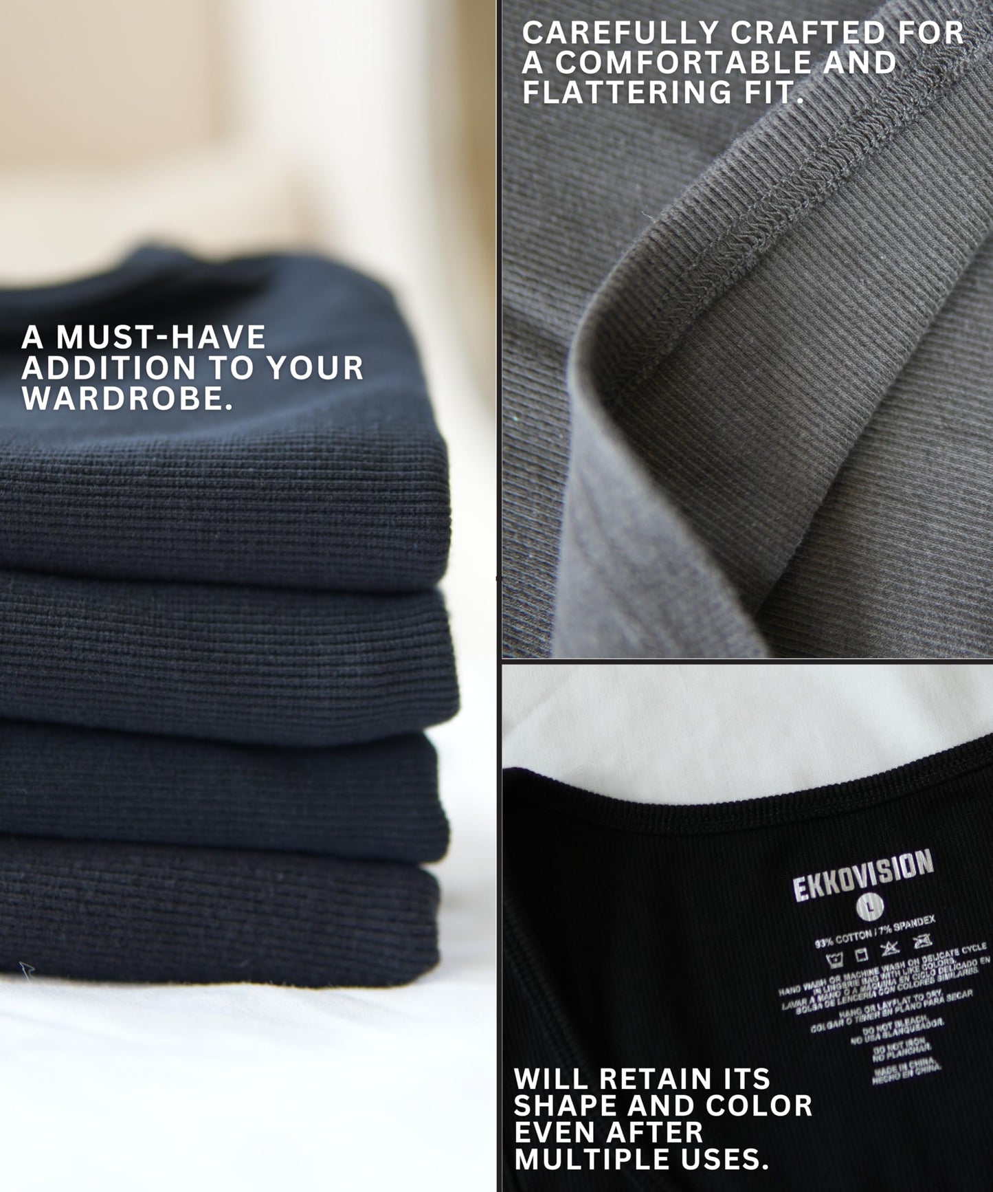 Ekkovision Beaters, Men's Tank Tops, Cotton Spandex Blend Tanks Tops for Men, Comfortable, Durable, Ribbed Fabric, Ideal Fit for Gym, 3 Pack, Black, White, & Shadow, Size Medium (Please Size UP)