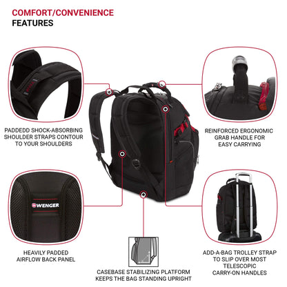 Wenger Maxxum Laptop Backpack, Fits 16 Inch Laptop, Men's and Women's, Black/Red