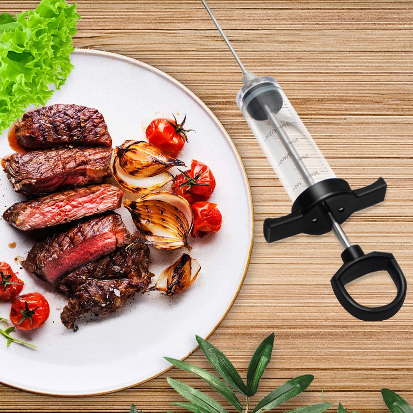 Tri-Sworker Plastic Meat Injector Kit for Smoker with 3 Flavor Food Syringe Needles, Ideal for Injecting Marinade into Turkey, Meat, Brisket; 1-OZ; Including Paper User Manual, Recipe E-Book (PDF)