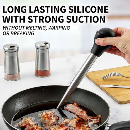 Zulay Kitchen Stainless Steel Turkey Baster for Cooking - Food Grade Metal Baster Syringe & Silicone Suction Bulb - Large Size With 2 Detachable Needles and Cleaning Brush