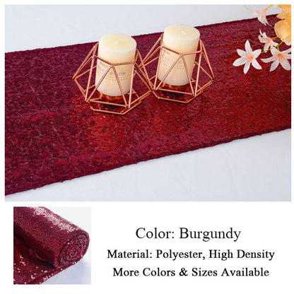 ShinyBeauty Burgundy Table Runner 108 Inches Long Sequin Table Runners 20 Packs Sparkle Maroon Runner for Party Dinning Outdoor Cake Tables Christmas Decor(12X108Inch)