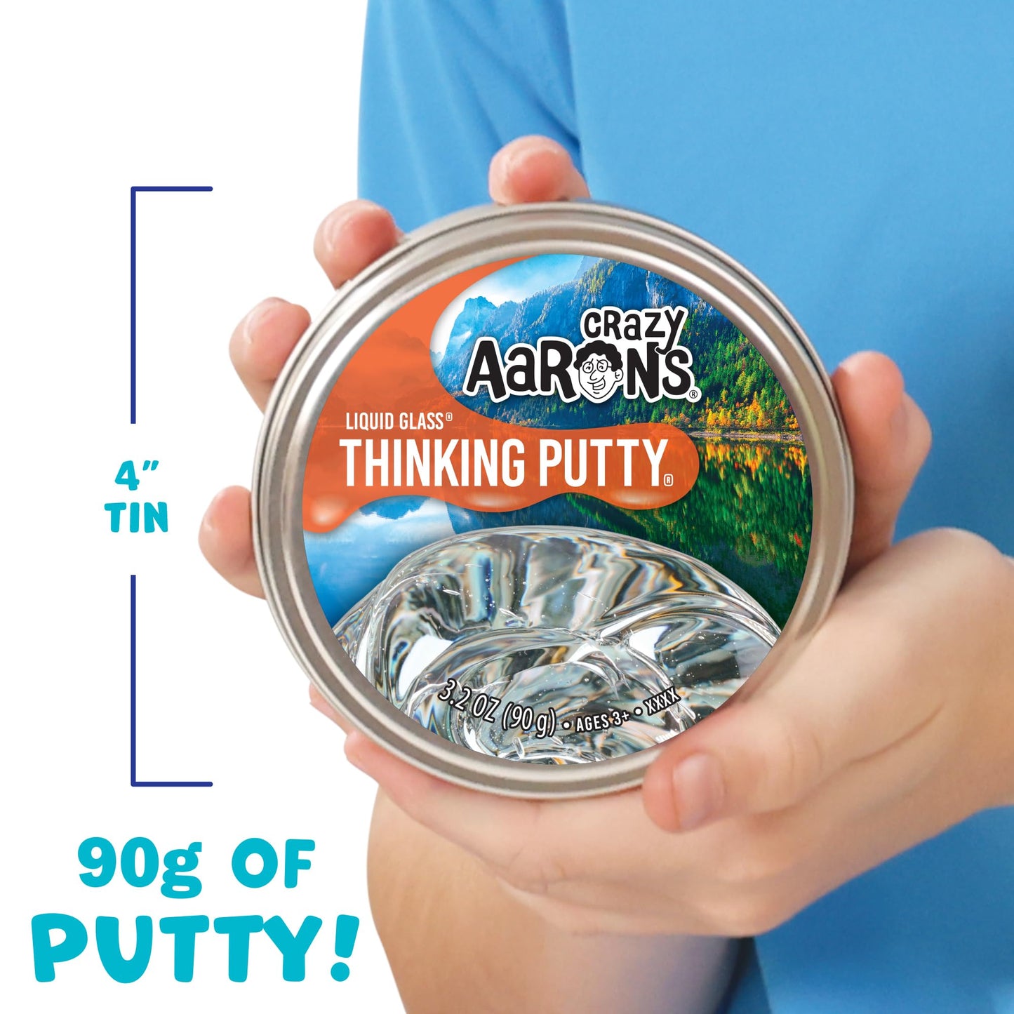 Crazy Aaron's Thinking Putty - Liquid Glass - See-Through Putty for Kids and Adults in a 4" Tin - Creative and Endless Fun, Stress Relief Therapy Toys, Never Dries Out - Made in USA