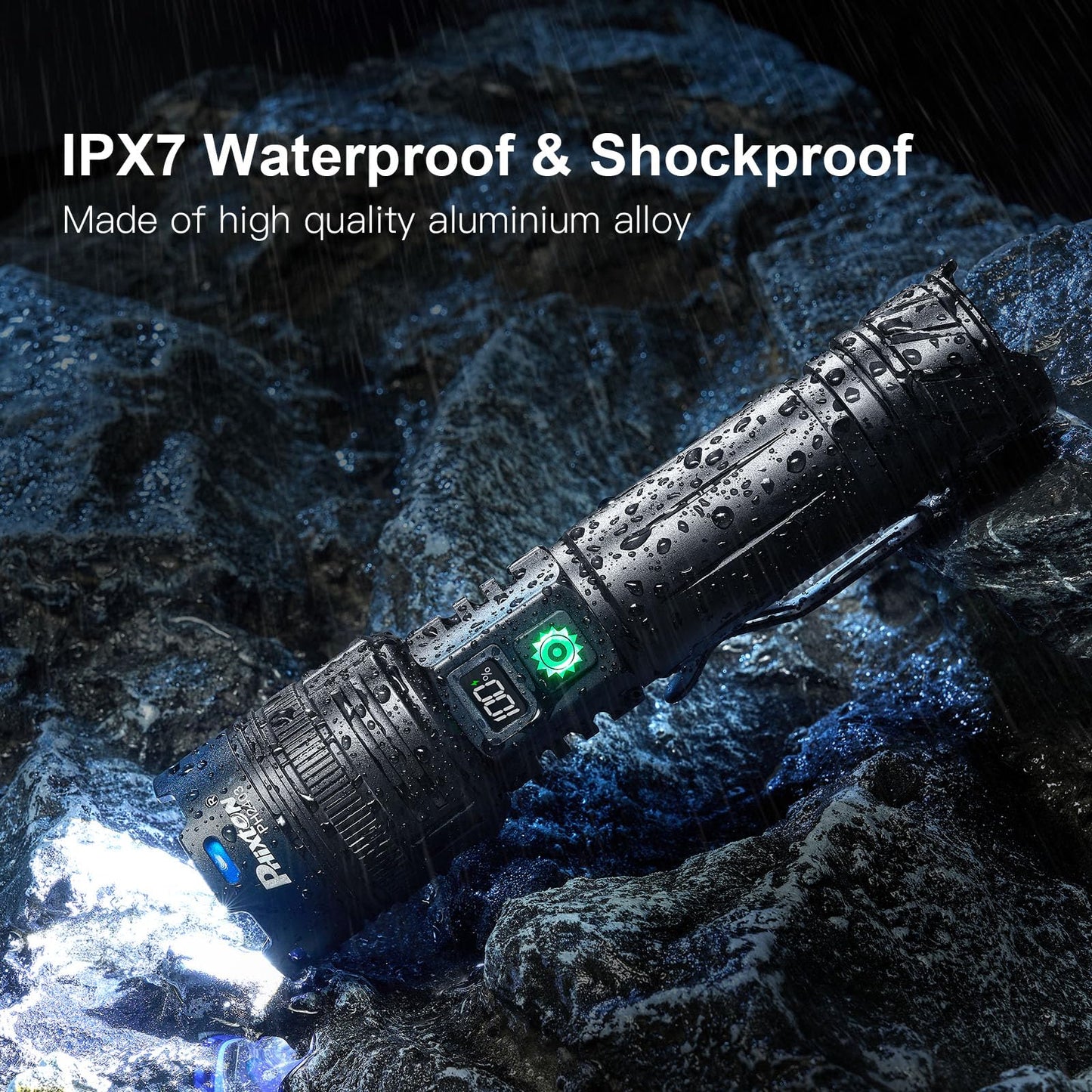 Rechargeable Flashlights 2000 High Lumens Single One Mode Super Bright, High Powered LED Flashlight USB C, High Beam 3280 ft Long Lasting Powerful Heavy Duty Strong Flash Light for Security Hiking