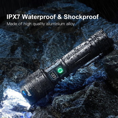 Rechargeable Flashlights 2000 High Lumens Single One Mode Super Bright, High Powered LED Flashlight USB C, High Beam 3280 ft Long Lasting Powerful Heavy Duty Strong Flash Light for Security Hiking