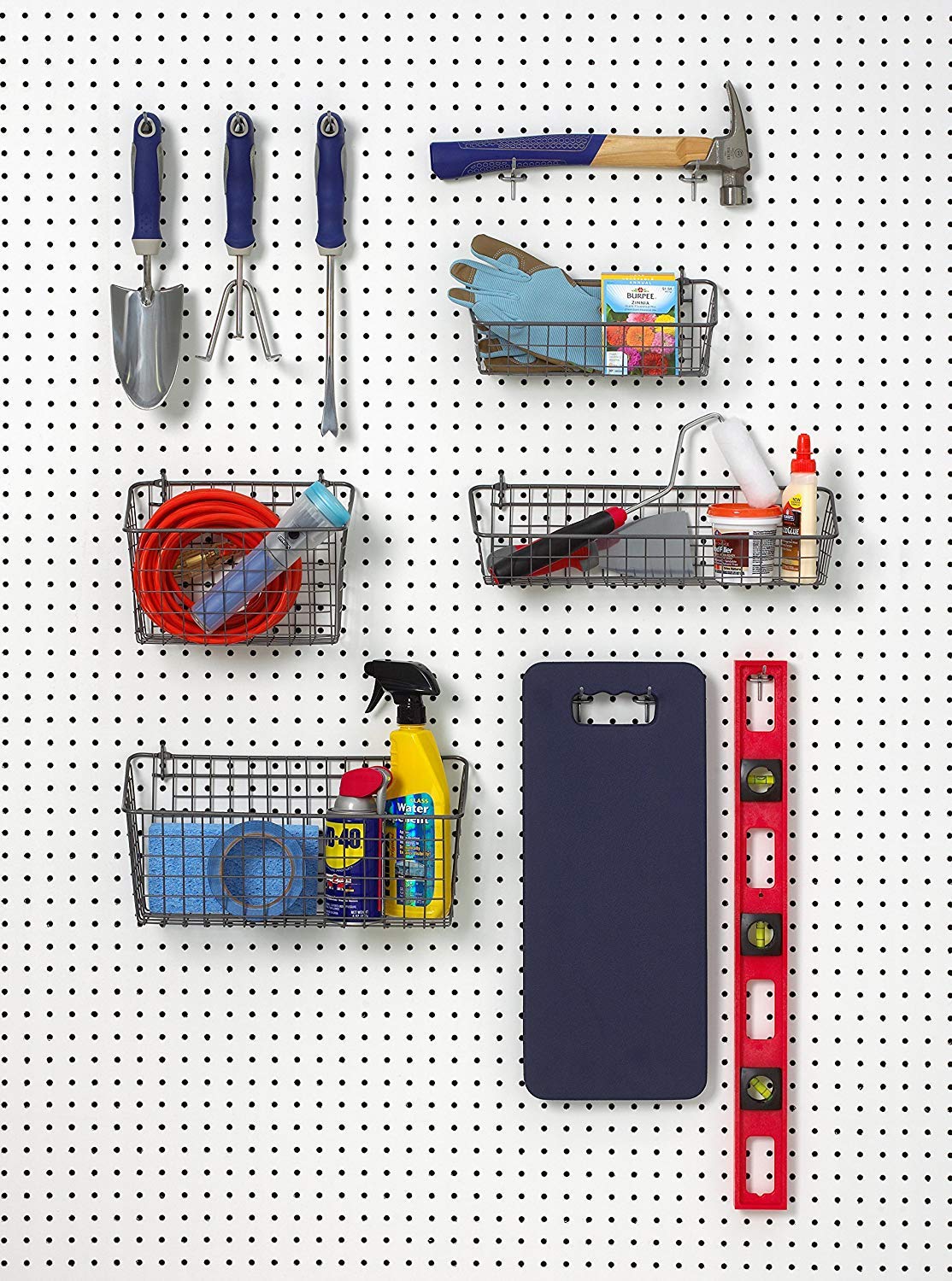Spectrum Pegboard & Wall Mount Wire Basket Extra Large (Industrial Gray) - Storage & Organizer for Garage, Tools, Shed, Home, Work Bench, Crafts, & More