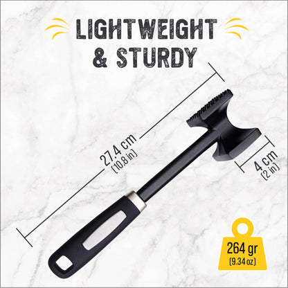 ﻿﻿Checkered Chef Meat Tenderizer Tool - Dishwasher Safe Metal Kitchen Mallet for Tenderizing Chicken, Beef, Pork & Nuts with Non-Slip Grip