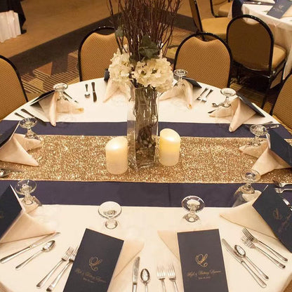 Charoama Glitter Gold Table Runners-12 by 108 Inch Luxury Linens -Gold Event Outdoor Party Supplies Fabric Decorations Gift Package for Holiday Wedding Birthday Baby Shower Dining Room Table Decor