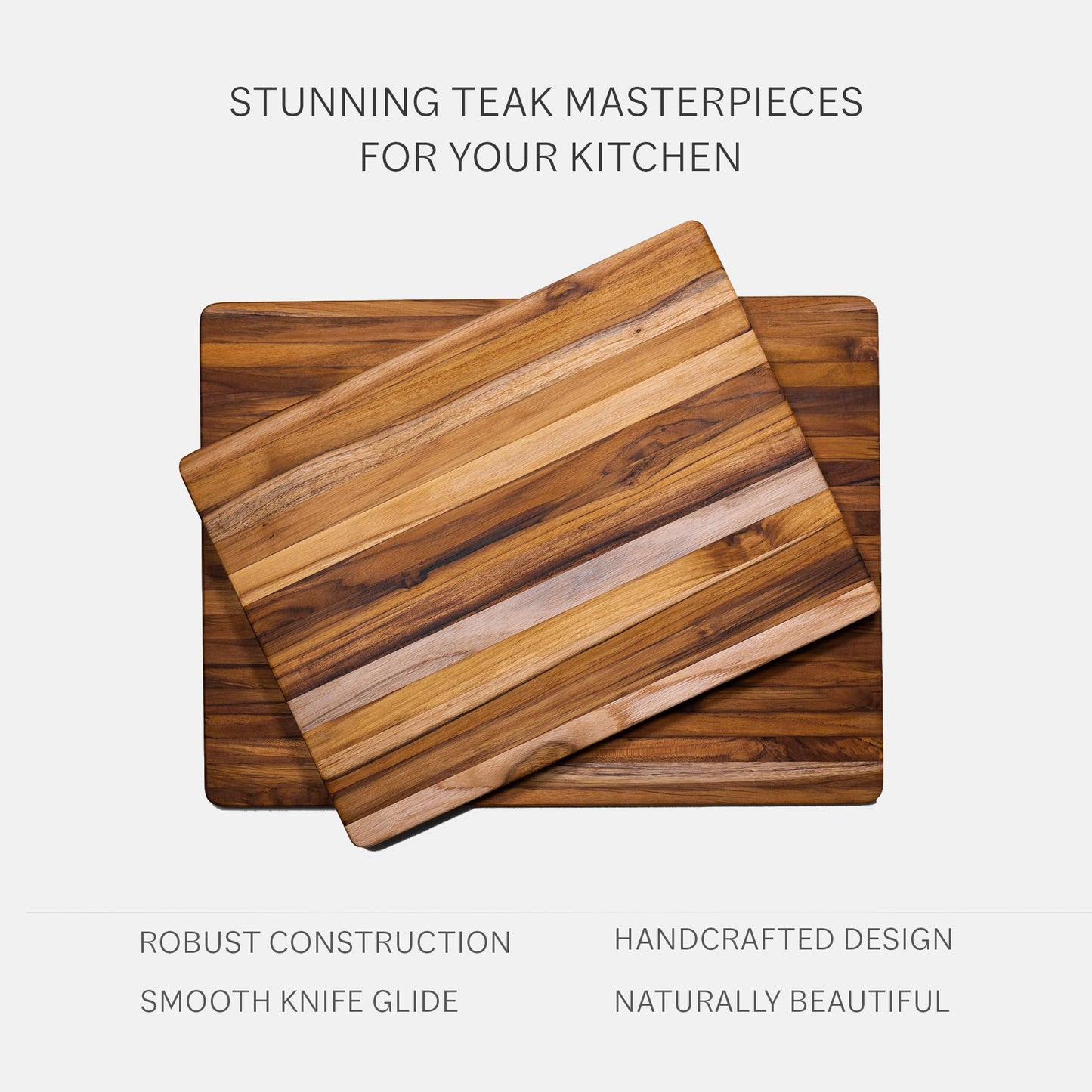 Teakhaus Cutting Board - Extra Large (XL) Wood Cutting Board with Grip Handles - Reversible Teak Edge Grain Wood - Knife Friendly - FSC Certified