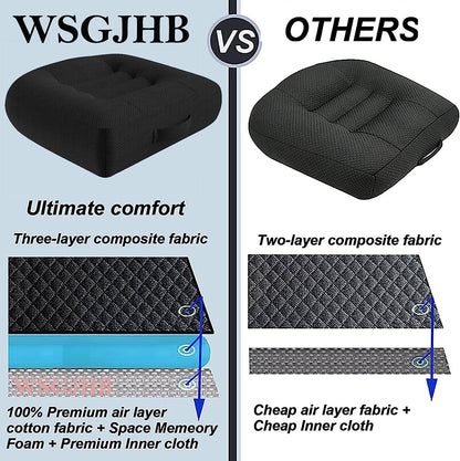 WSGJHB Car Booster Seat Cushion Posture Cushion Portable Breathable Mesh, Effectively Increase The Field of View Ideal for Office, Home, Angle Lift Seat Cushions,Black