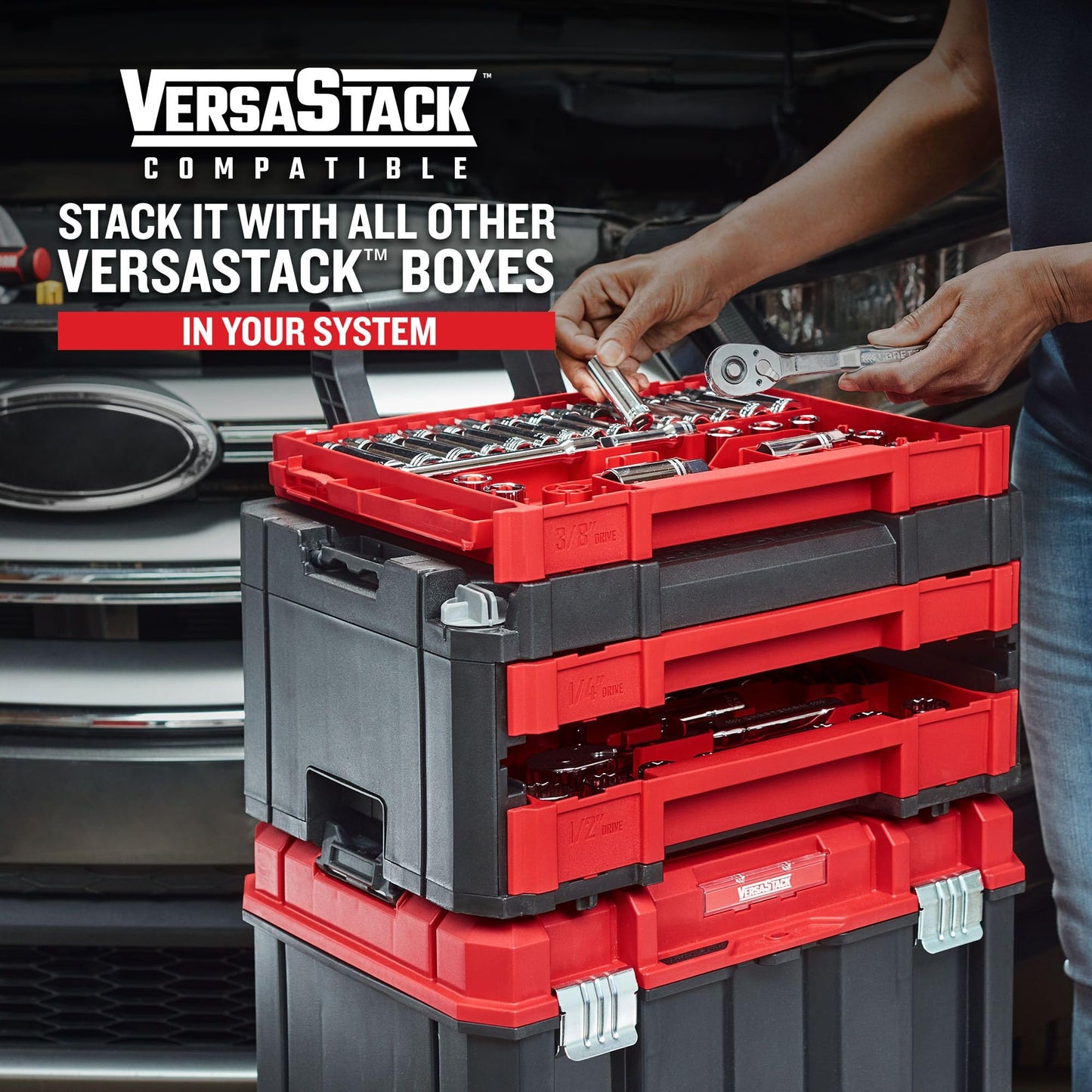 Craftsman 262-Piece Mechanic Tool Set, Master Socket Set with 3-Drawer VERSASTACK Tool Box, SAE/Metric Set (CMMT45309)