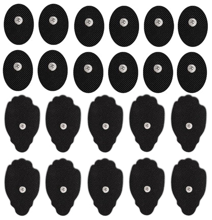 TENS Unit Electrode Pads Snap On Tens Unit Pads 22Pcs Multiple Sizes Electrodes Tens Unit Replacement Pads Snap Reusable 3.5Mm Snap Tens Pads Sm Electrodes Tens Unit Muscle Stimulator Black