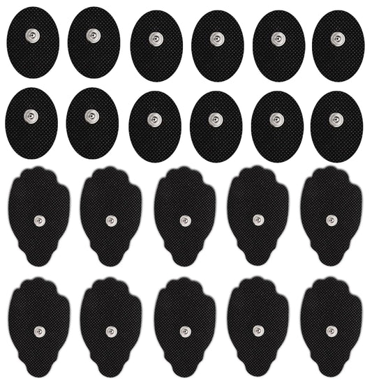 TENS Unit Electrode Pads Snap On Tens Unit Pads 22Pcs Multiple Sizes Electrodes Tens Unit Replacement Pads Snap Reusable 3.5Mm Snap Tens Pads Sm Electrodes Tens Unit Muscle Stimulator Black