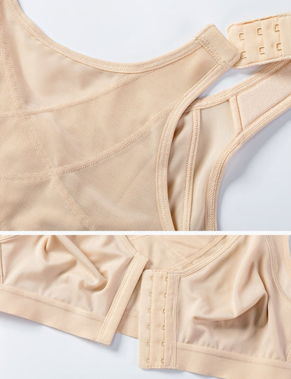 DELIMIRA Women's Full Coverage Front Closure Wire Free Back Support Posture Bra Taupe Tan 36B