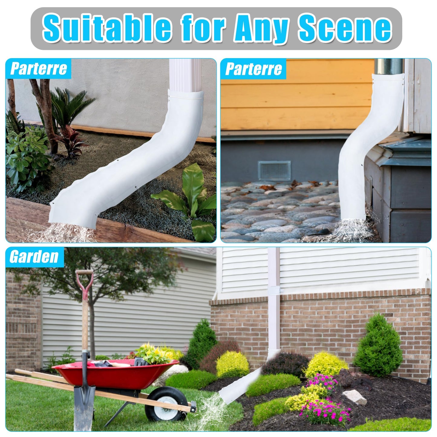 WUBOECE 1 Pack Gutter Downspout Extensions for Draining Away Downspout Extender Downspout Diverter, Fits All Standard Downspouts (White, 11"x48")
