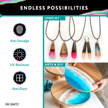 DR CRAFTY Clear Epoxy Resin Kit - Table Top, Art, Craft, Jewelry Casting, DIY, Tumblers & Wood - 2 Part Kit (16 Ounces)