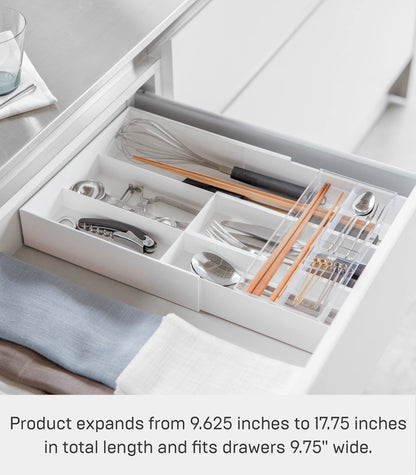 Yamazaki Home Tower Cutlery Drawer Organizer - Kitchen Silverware Utensil Storage Tray - Expandable Ii - Abs Plastic