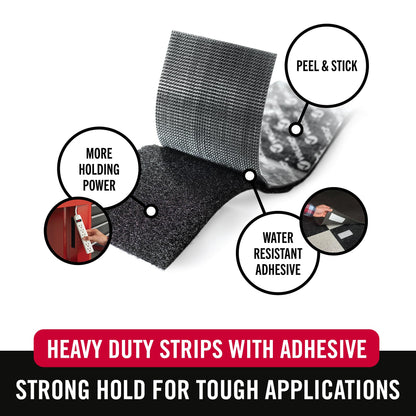 VELCRO Brand Heavy Duty Fasteners | 4x2 Inch Strips with Adhesive 8 Sets | Holds 10 lbs | Black Industrial Strength Stick On Tape | Indoor or Outdoor Use (VEL-30703-USA), 8 Count (Pack of 1)