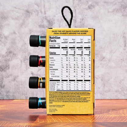 Thoughtfully Gourmet, Global Hot Sauce Gift Set, Internationally Inspired Flavors Include Puerto Rican Mango Habanero, Mexican Style Hot Sauce & More, Set of 4