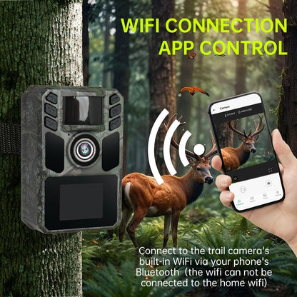 FKPCAM Trail Camera 4K 64MP Solar WiFi Game Hunting Camera with Night Vision– Built-in 5000mAh Battery, IP67 Waterproof, Motion Activated, 64GB Memory Card