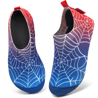 WateLves Kids Water Shoes Toddler Girls Boys Barefoot Non-Slip Quick Dry Aqua Socks for Beach Swim Walking (Blue/Red, 28/29)